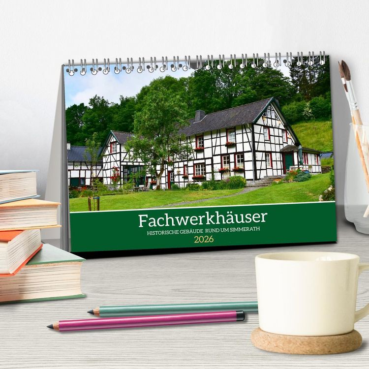 Produktbild: Fachwerkh&auml;user - Historische Geb&auml;ude rund um Simmerath (Tischkalender 2026 DIN A5 quer), CALVENDO Monatskalender