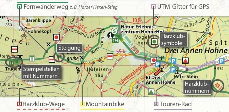 Produktbild: Der Harz in 4 Teilen. Wander- und Fahrradkartenset 1 : 30 000