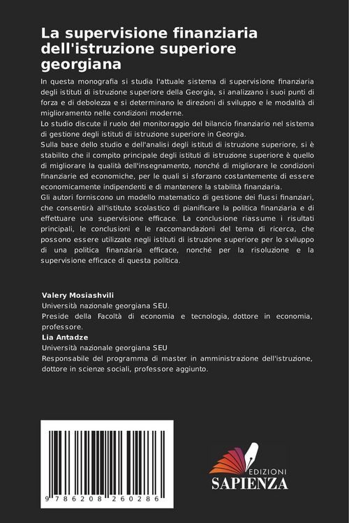 Produktbild: La supervisione finanziaria dell'istruzione superiore georgiana