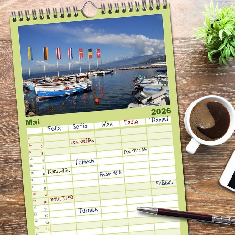 Produktbild: Familienplaner 2026 - Impressionen vom Gardasee mit 5 Spalten (Wandkalender, 21 x 45 cm) CALVENDO
