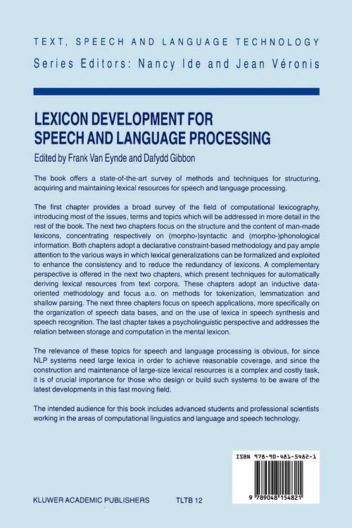 Produktbild: Lexicon Development for Speech and Language Processing