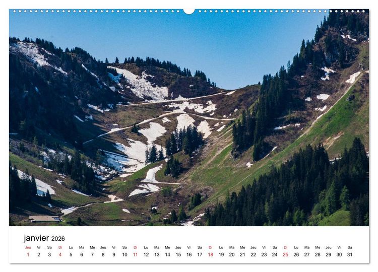 Produktbild: Randonn&eacute;es en Suisse alpages valaisans (Calendrier mural 2026 DIN A2 vertical) calendrier de bureau