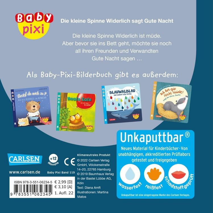 Produktbild: Baby Pixi (unkaputtbar) 119: Die kleine Spinne Widerlich sagt Gute Nacht