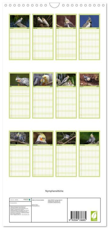 Produktbild: Familienplaner 2027 - Nymphensittiche mit 5 Spalten (Wandkalender, 21 x 45 cm) CALVENDO