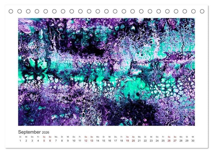 Produktbild: Dein abstraktes Jahr mit der Farbe Purpur (Tischkalender 2026 DIN A5 quer), CALVENDO Monatskalender