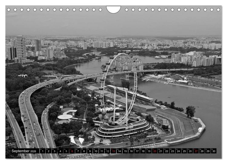 Produktbild: Singapur - Impressionen in schwarz - weiss (Wandkalender 2026 DIN A4 quer), CALVENDO Monatskalender