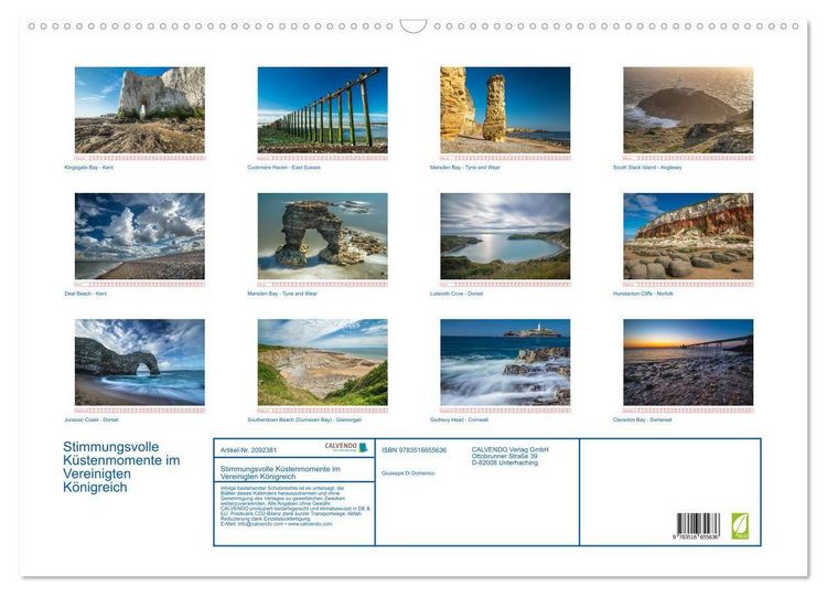 Produktbild: Stimmungsvolle K&uuml;stenmomente im Vereinigten K&ouml;nigreich (Wandkalender 2026 DIN A2 quer), CALVENDO Monatskalender