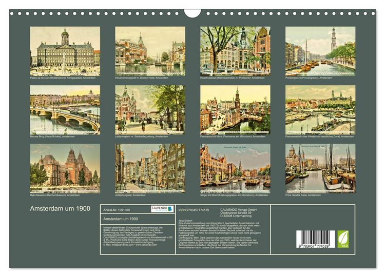 Produktbild: Amsterdam um 1900 (Wandkalender 2026 DIN A3 quer), CALVENDO Monatskalender