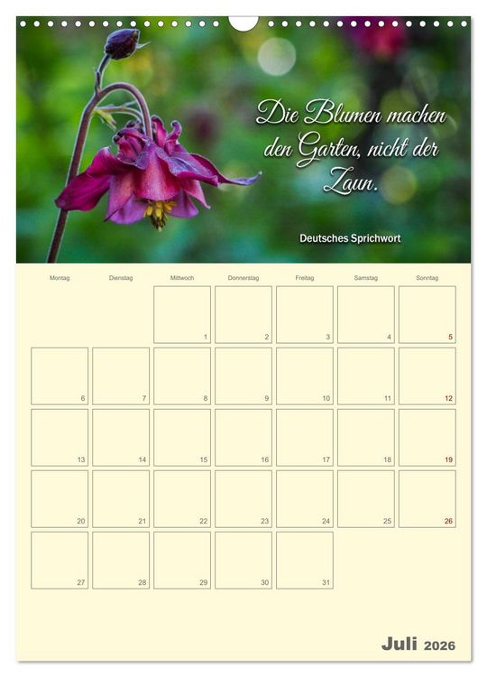 Produktbild: Gartenliebe (Wandkalender 2026 DIN A3 hoch), CALVENDO Monatskalender