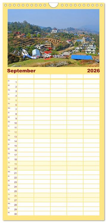 Produktbild: Familienplaner 2026 - Im Kathmandutal mit 5 Spalten (Wandkalender, 21 x 45 cm) CALVENDO