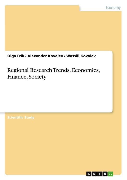 Produktbild: Regional Research Trends. Economics, Finance, Society