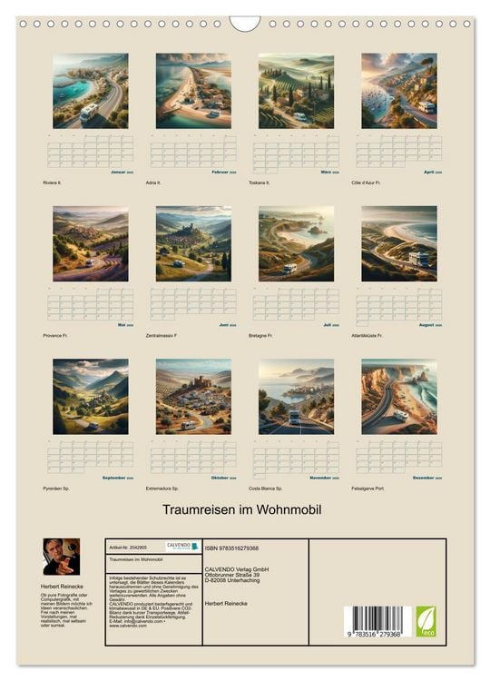 Produktbild: Traumreisen im Wohnmobil (Wandkalender 2026 DIN A3 hoch), CALVENDO Monatskalender
