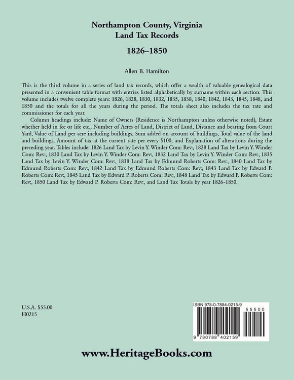 Produktbild: Northampton County, Virginia Land Tax Records, 1826-1850