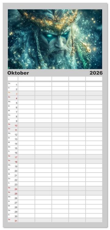 Produktbild: Familienplaner 2026 - Die G&ouml;tter des Nordens mit 5 Spalten (Wandkalender, 21 x 45 cm) CALVENDO