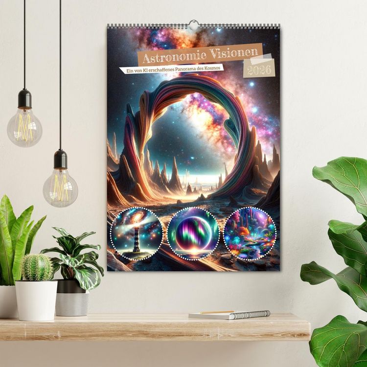 Produktbild: Astronomie Visionen - Ein von KI erschaffenes Panorama des Kosmos (Wandkalender 2026 DIN A2 hoch), CALVENDO Monatskalender