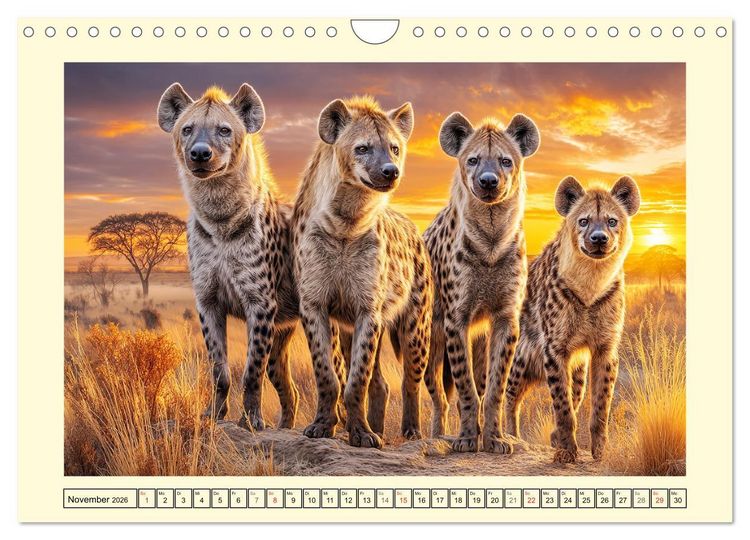 Produktbild: Afrikas Hy&auml;nen. Die kichernden Schatten der Savanne (Wandkalender 2026 DIN A4 quer), CALVENDO Monatskalender