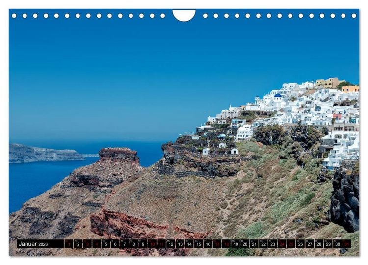 Produktbild: Santorini - Perle in der &Auml;gais (Wandkalender 2026 DIN A4 quer), CALVENDO Monatskalender