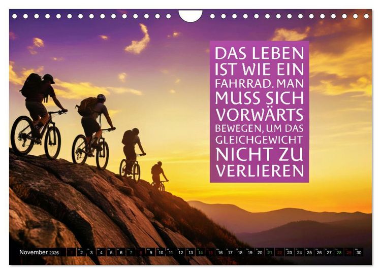 Produktbild: Faszination Fahrrad - coole Spr&uuml;che (Wandkalender 2026 DIN A4 quer), CALVENDO Monatskalender