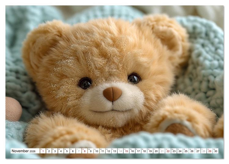 Produktbild: Teddy Babykalender - Jeden Monat zum Knuddeln s&uuml;&szlig; (Wandkalender 2026 DIN A4 quer), CALVENDO Monatskalender