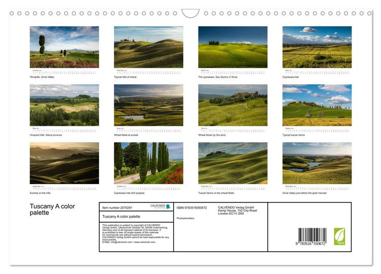 Produktbild: Tuscany A color palette (Wall Calendar 2026 DIN A3 landscape), CALVENDO 12 Month Wall Calendar