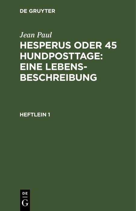 Produktbild: Hesperus oder 45 Hundposttage : Eine Lebensbeschreibung