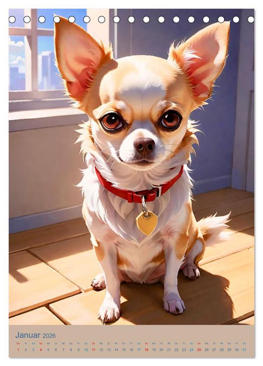 Produktbild: Chihuahuas. Kunstvolle Portr&auml;ts der kleinen Hunde (Tischkalender 2026 DIN A5 hoch), CALVENDO Monatskalender