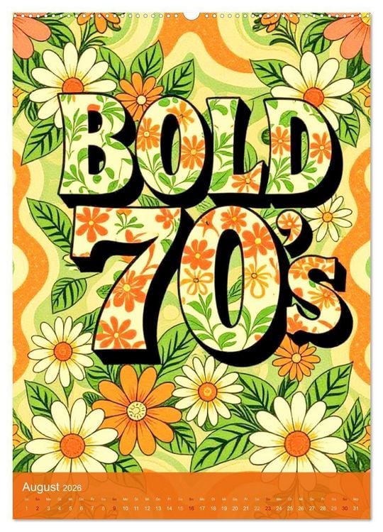 Produktbild: Flower Power Dreams - Retro 70s Art (Wandkalender 2026 DIN A2 hoch), CALVENDO Monatskalender