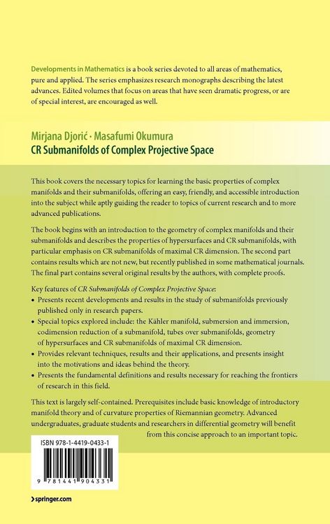 Produktbild: CR Submanifolds of Complex Projective Space