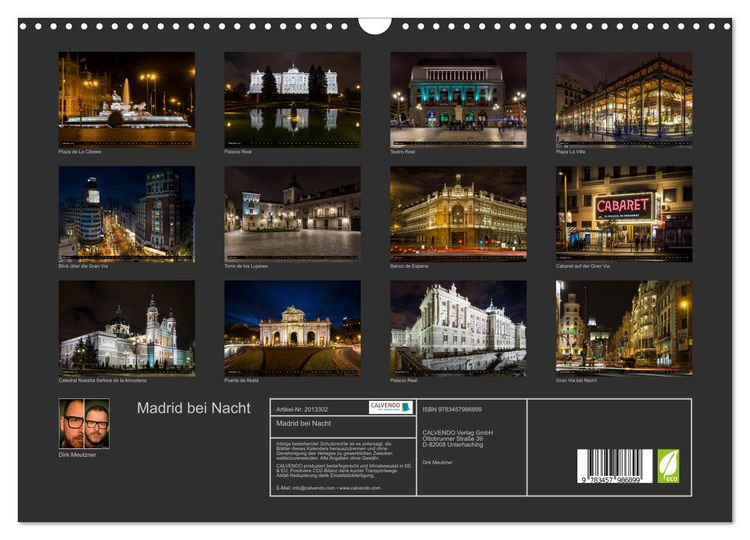 Produktbild: Madrid bei Nacht (Wandkalender 2026 DIN A3 quer), CALVENDO Monatskalender