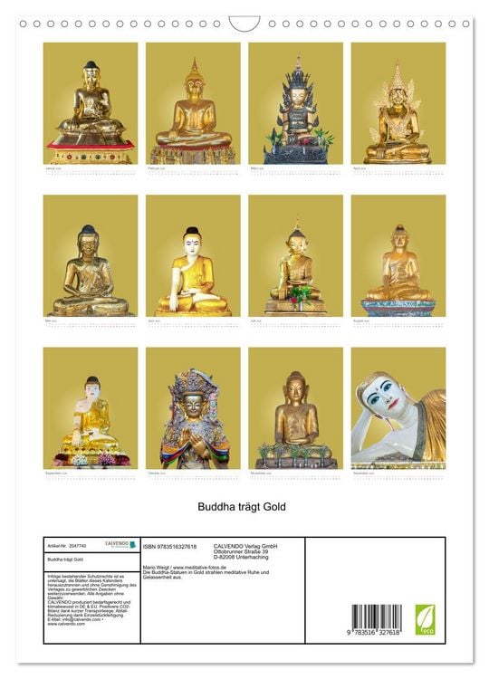 Produktbild: Buddha tr&auml;gt Gold (Wandkalender 2026 DIN A3 hoch), CALVENDO Monatskalender