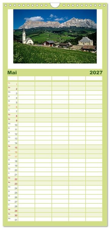 Produktbild: Familienplaner 2027 - S&Uuml;DTIROL - Land der Berge mit 5 Spalten (Wandkalender, 21 x 45 cm) CALVENDO