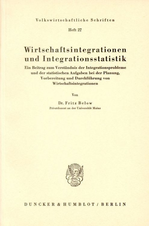 Produktbild: Wirtschaftsintegrationen und Integrationsstatistik.