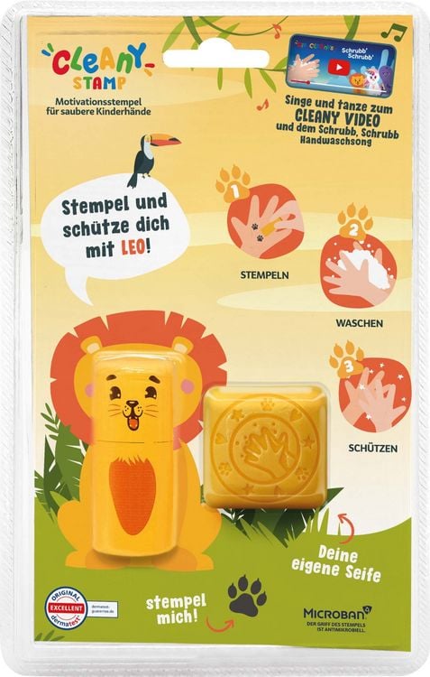 Produktbild: COLOP little NIO Cleany Stamp L&ouml;we, Handwasch-Stempel + Seife