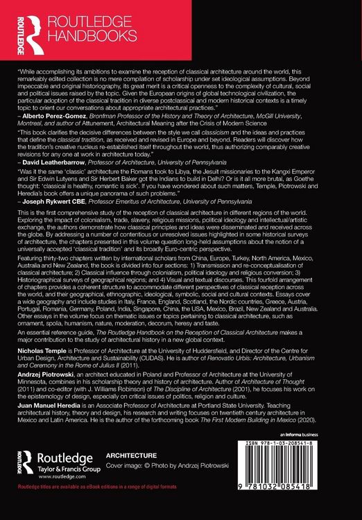 Produktbild: The Routledge Handbook on the Reception of Classical Architecture