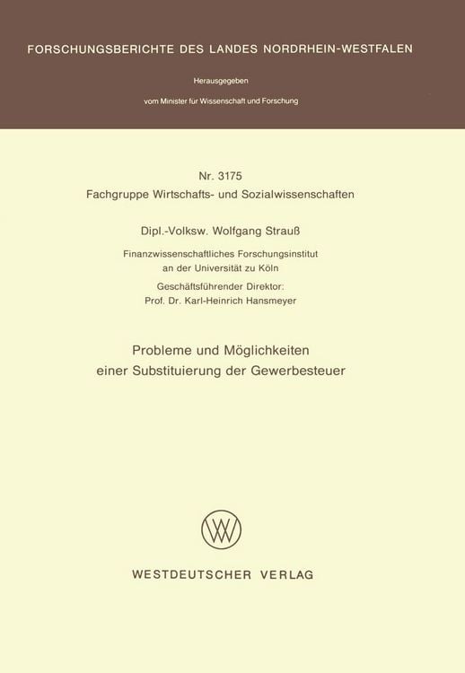 Produktbild: Probleme und M&ouml;glichkeiten einer Substituierung der Gewerbesteuer
