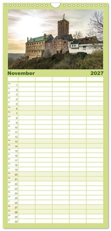 Produktbild: Familienplaner 2027 - Deutsche Bundesl&auml;nder - Th&uuml;ringen mit 5 Spalten (Wandkalender, 21 x 45 cm) CALVENDO