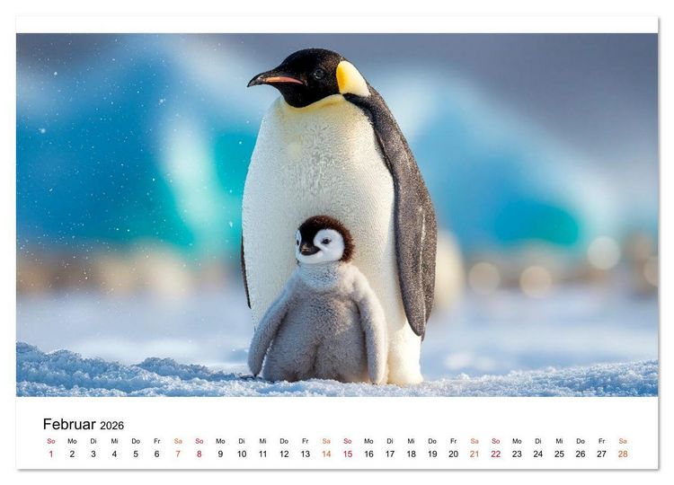 Produktbild: Pinguine - ein Jahr voller Meer (hochwertiger Premium Wandkalender 2026 DIN A2 quer), Kunstdruck in Hochglanz
