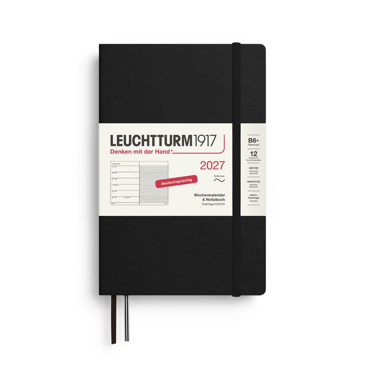 Produktbild: Wochenkalender & Notizbuch Paperback (B6+) 2027, Softcover, Schwarz, Deutsch