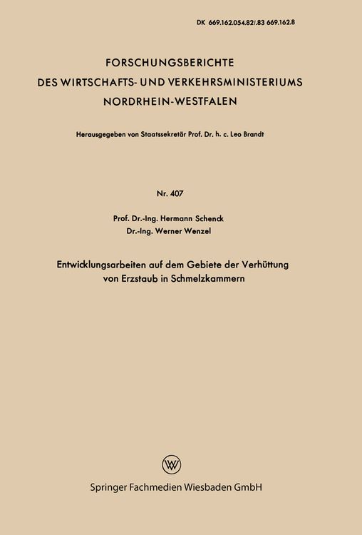 Produktbild: Entwicklungsarbeiten auf dem Gebiete der Verh&uuml;ttung von Erzstaub in Schmelzkammern