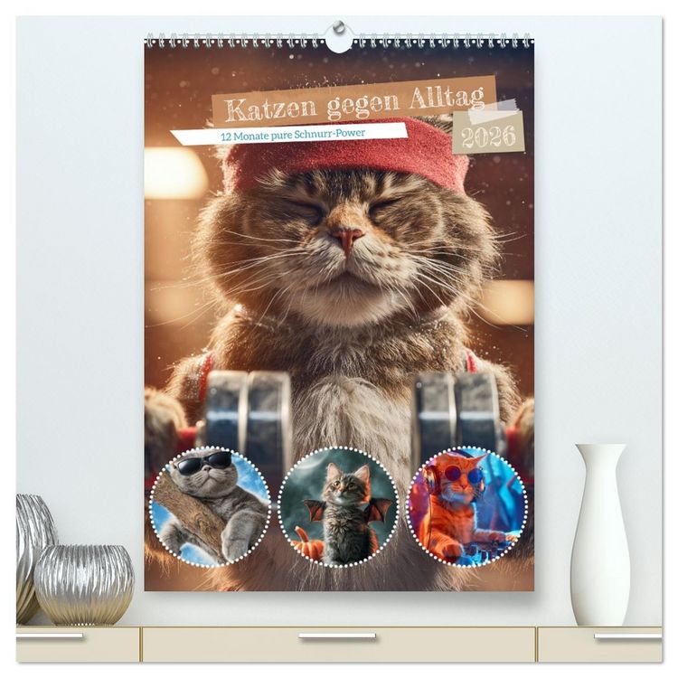 Produktbild: Katzen gegen Alltag (hochwertiger Premium Wandkalender 2026 DIN A2 hoch), Kunstdruck in Hochglanz