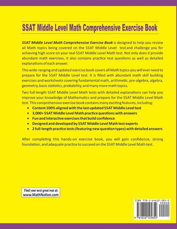 Produktbild: SSAT Middle Level Math Comprehensive Exercise Book