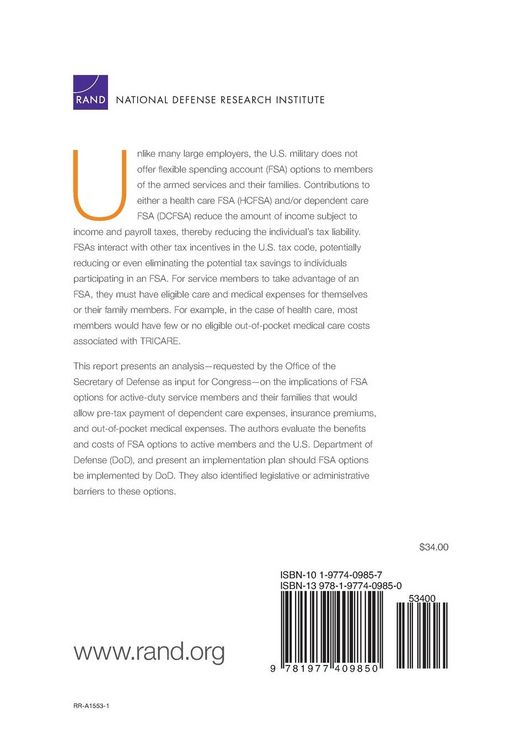 Produktbild: Evaluation of Flexible Spending Accounts for Active-Duty Service Members