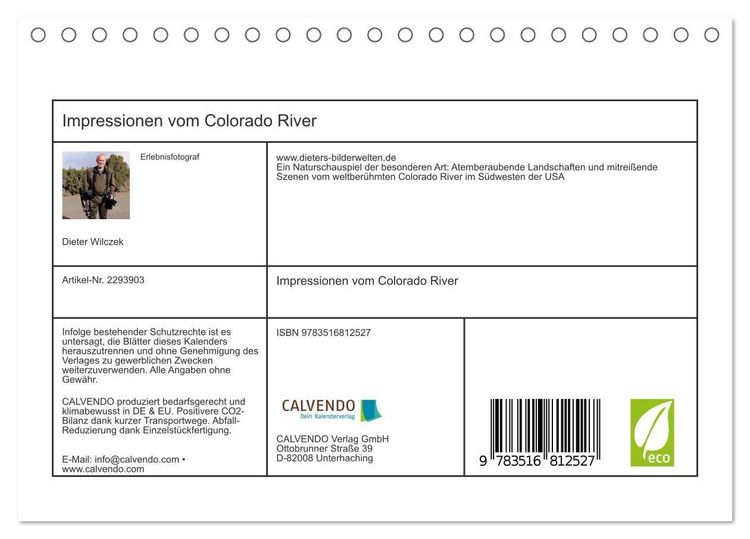 Produktbild: Impressionen vom Colorado River (Tischkalender 2027 DIN A5 quer), CALVENDO Monatskalender