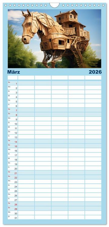 Produktbild: Familienplaner 2026 - Baumh&auml;user - Traumhafte Luftschl&ouml;sser mit 5 Spalten (Wandkalender, 21 x 45 cm) CALVENDO