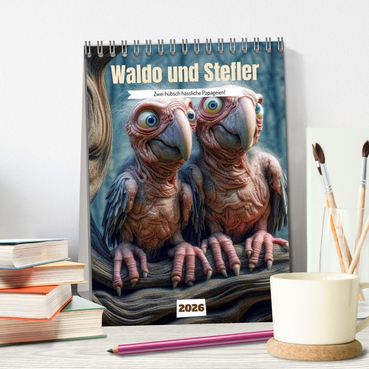 Produktbild: Waldo und Stefler (Tischkalender 2026 DIN A5 hoch), CALVENDO Monatskalender