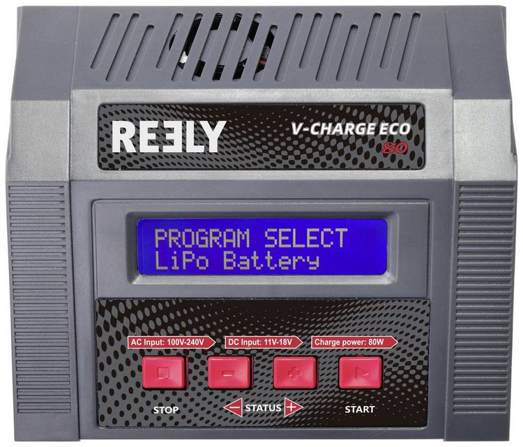 Produktbild: Reely V-Charger ECO 80 Modellbau-Multifunktionsladeger&auml;t 100 V, 240 V, 12 V 10 A Blei, NiMH, NiCd, LiPo, LiIon, LiHV, Blei-Calcium