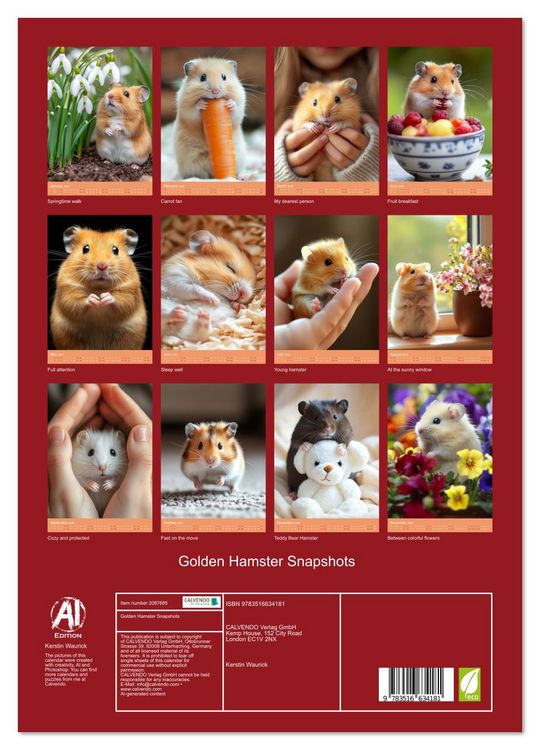 Produktbild: Golden Hamster Snapshots (Wall Calendar 2026 DIN A3 portrait), CALVENDO 12 Month Wall Calendar