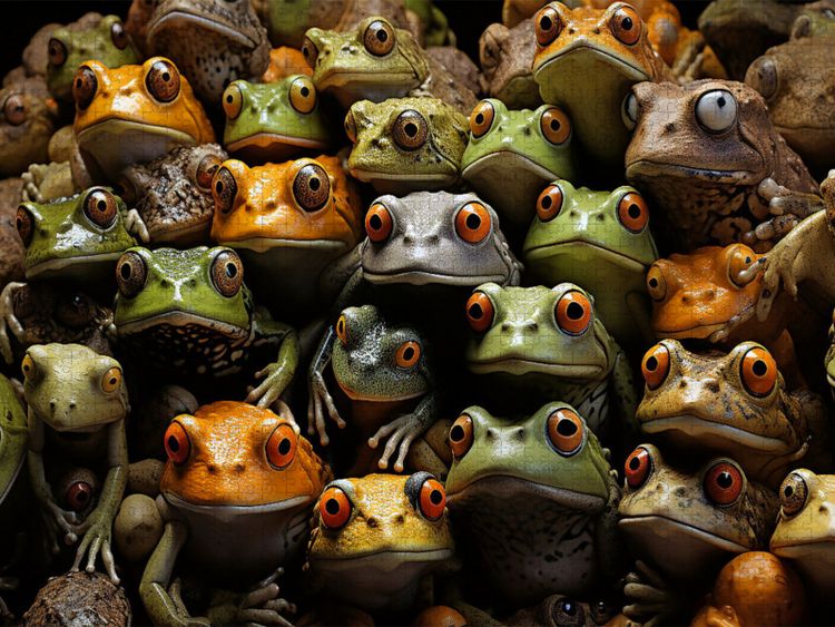 Produktbild: CALVENDO Puzzle Viele Fr&ouml;sche auf einem Bild | 2000 Teile Lege-Gr&ouml;&szlig;e 90x67cm Foto-Puzzle f&uuml;r gl&uuml;ckliche Stunden