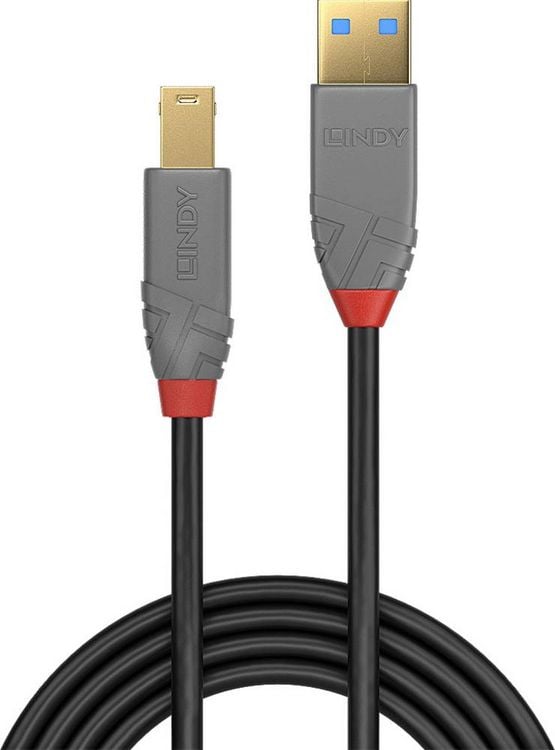 Produktbild: LINDY USB-Kabel USB 3.2 Gen1 USB-A Stecker, USB-B Stecker 1.00m Schwarz 36741