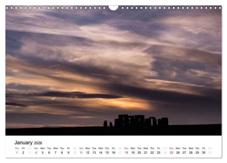 Produktbild: Stonehenge Sunsets & Salisbury Cathedral (Wall Calendar 2026 DIN A3 landscape), CALVENDO 12 Month Wall Calendar